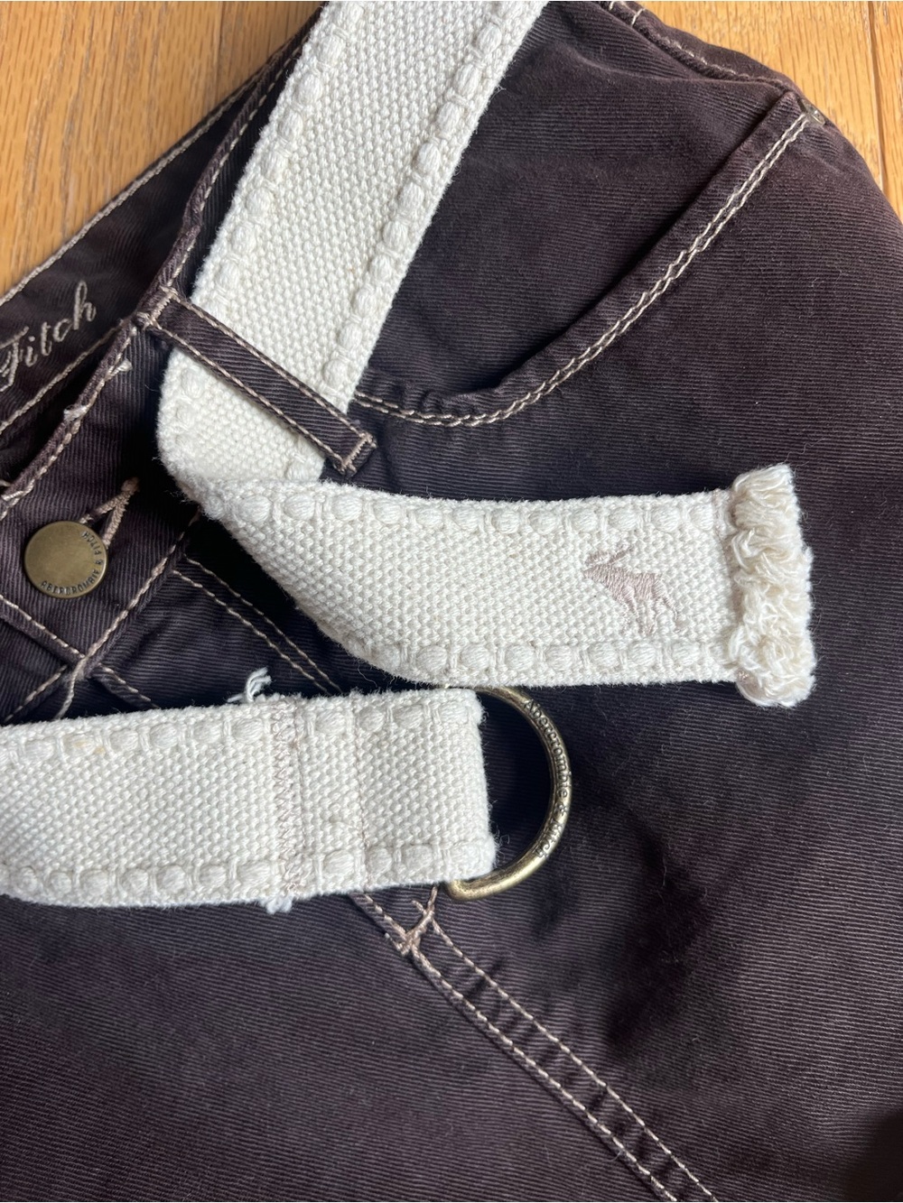 Abercrombie & Fitch Brown Mini Skirt with Cream Colored Stitching - Picture 4 of 7
